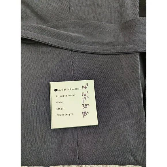 Ann Taylor Womens Dress Size 0 XS Trench Military Inspired Faux Wrap Black Navy - Picture 13 of 13